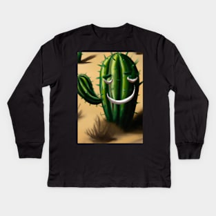 Laughing cactus in the desert Kids Long Sleeve T-Shirt